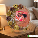 8 inch round 3d roses preservation varmala with photo and stand