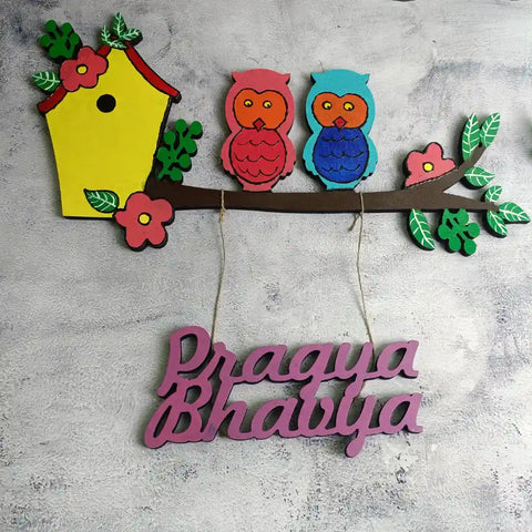 Handmade Owl-Themed Nameplate for Kids