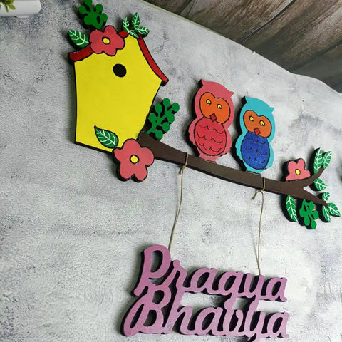 Handmade Owl-Themed Nameplate for Kids