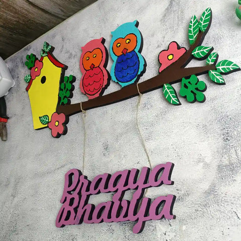 Handmade Owl-Themed Nameplate for Kids