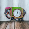 Analog Elephant Design Decorative Wall Clock Wooden Beautiful Hand Made Multicolour Wall Clock