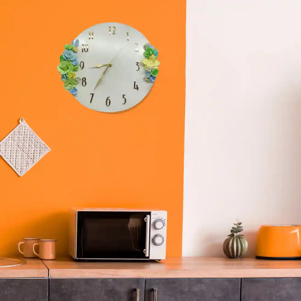 Classy Eye-Catching Floral White Wall Clock (12-Inches)