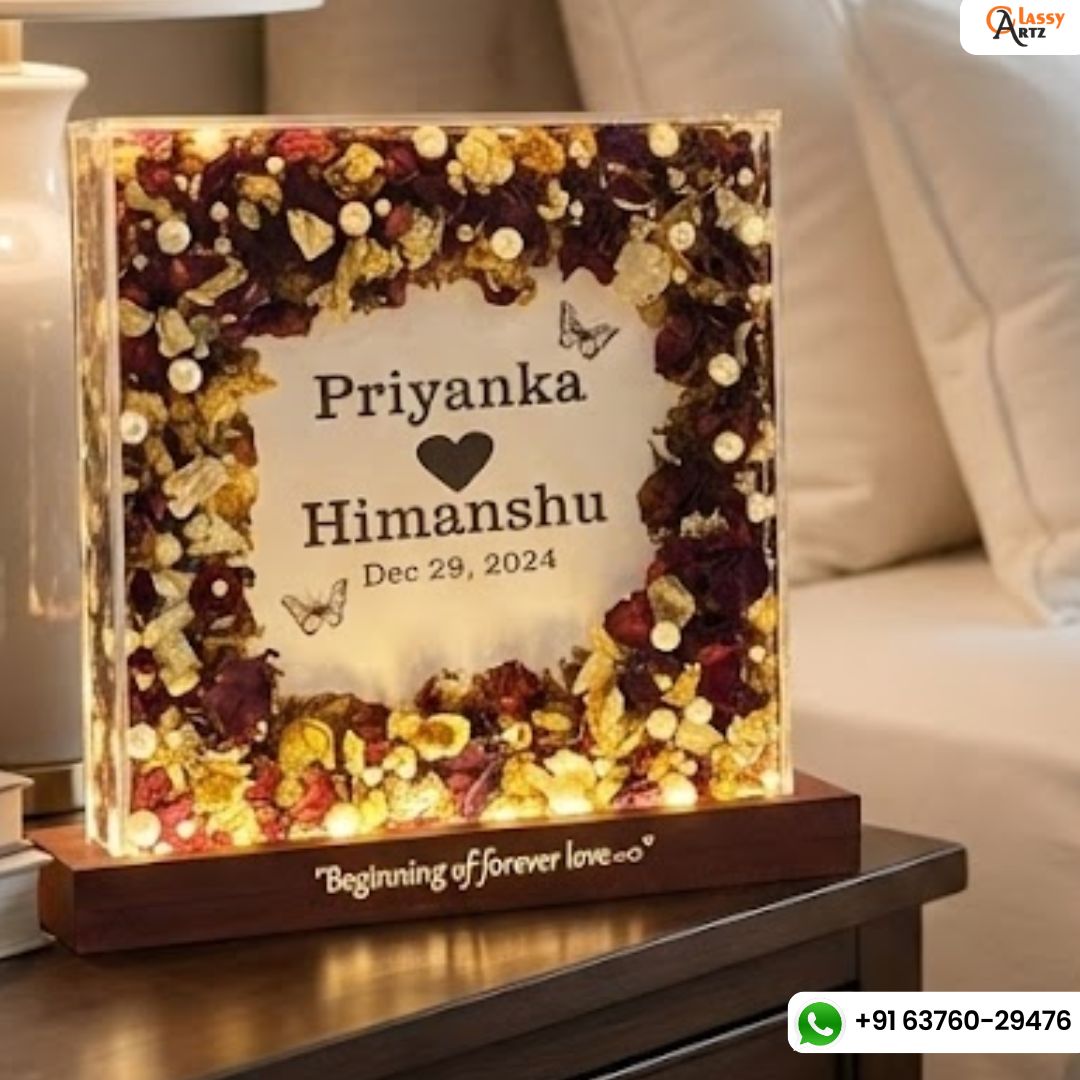 Acrylic Wedding Card Preservation LED Block (12-inches)