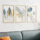 Elegant 3-Piece Metal Leaf Wall Art