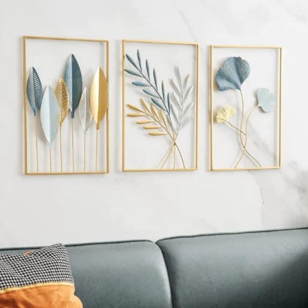 Elegant 3-Piece Metal Leaf Wall Art