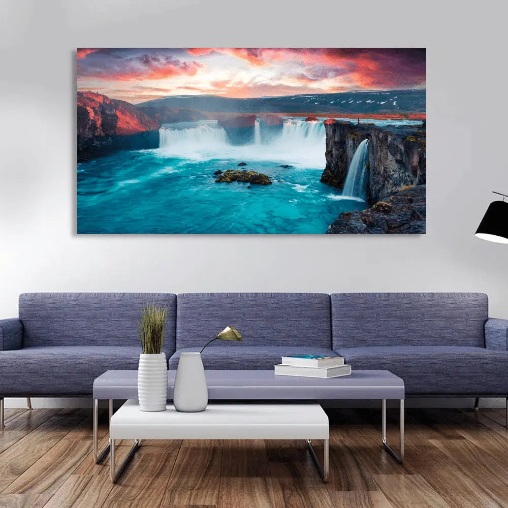 Beautiful-Waterfall-In-Forest-modern-canvas-Wall-Painting