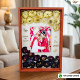Beautiful red and white flower preservation varmala preservation teakwood frame