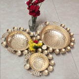 Beautiful Peacock Decorative Urli for Floating Flower and Tealight Holder Decorative Peacock Urli for Festive Decor Set of 3 ( Diameter 12,14,16 inches)