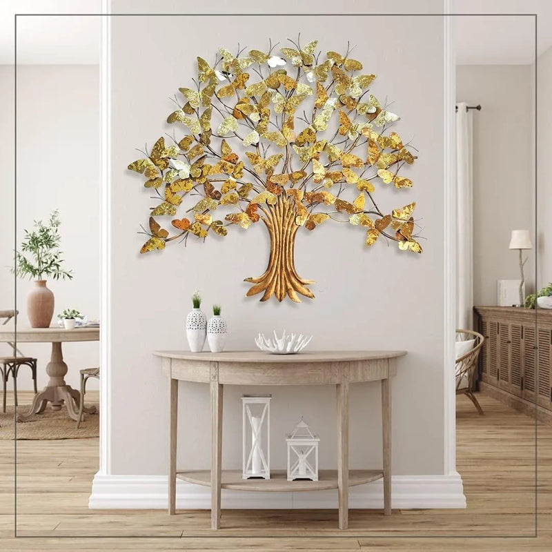 Wall Hanging Metal Decor Art Golden Leaves buy online