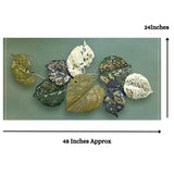 Vibrant Metal Leafy Wall Art: Aesthetic Decor with Multicolor Money Plant Leaves (48×24 Inches)