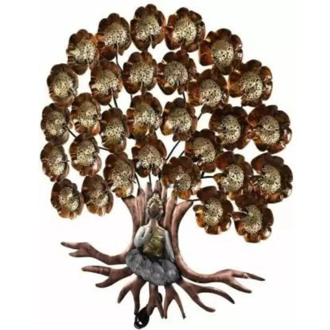 Premium Double Layer Leaves Buddha Wall Art with LED Light