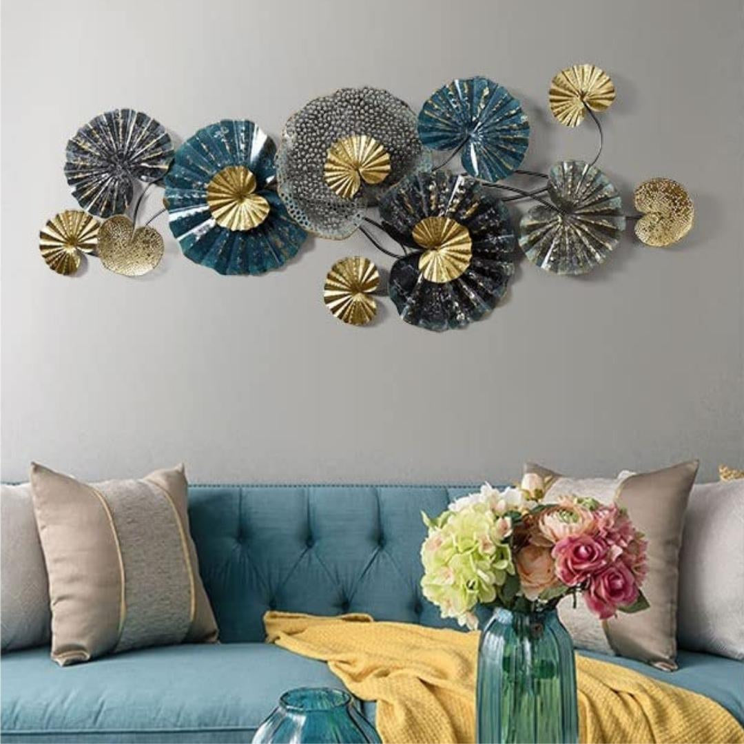 Handcrafted Metal Lotus Leaf Wall Art  (48×24 Inches)