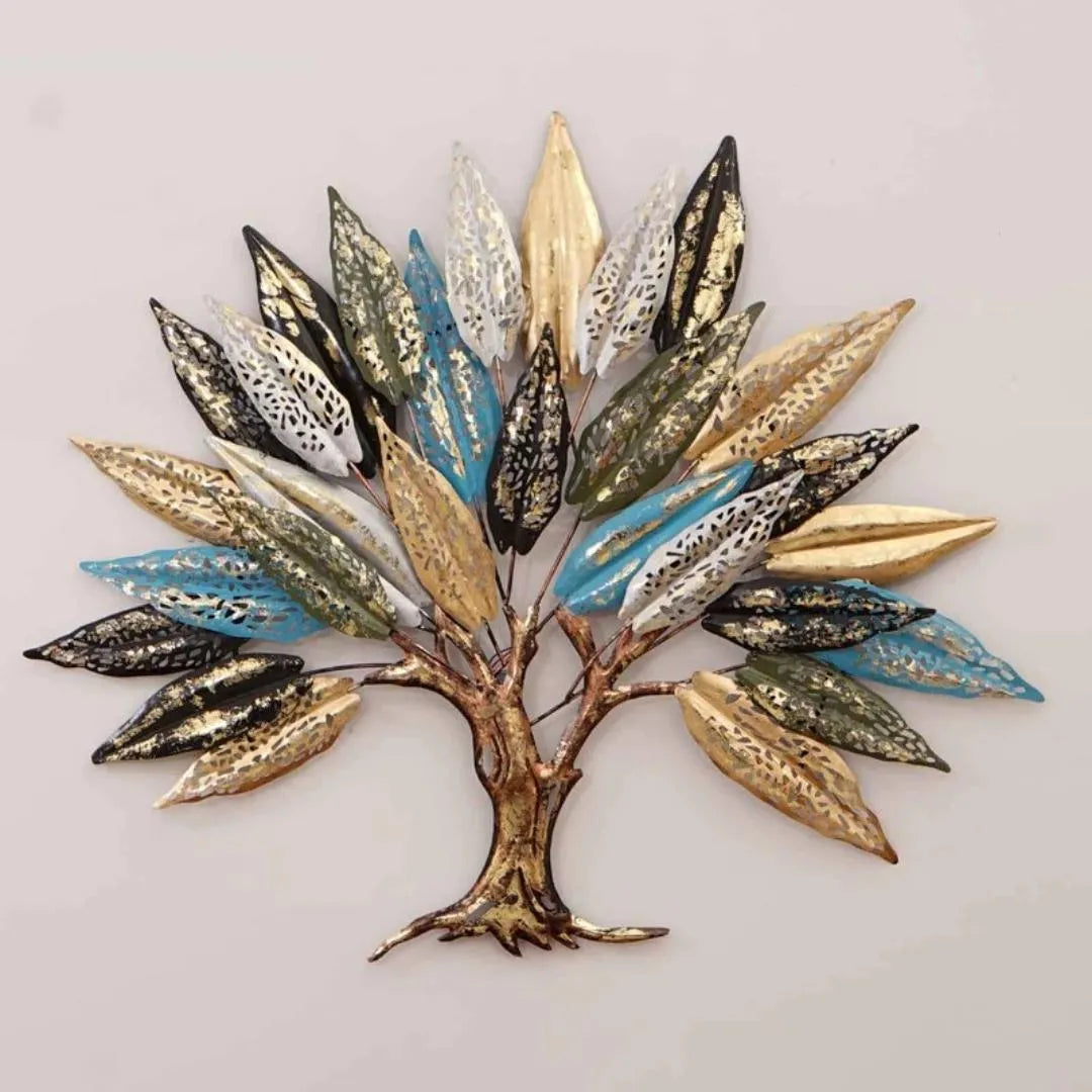 Multicolor Designer Acid Leaf Tree Metal Wall Art (38×38 inches)
