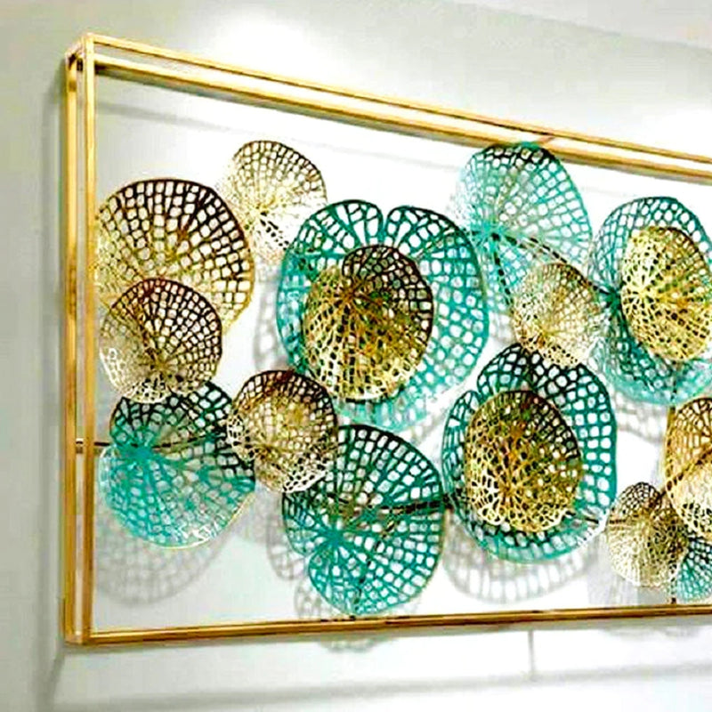 Stunning Horizontal 3D Double Frame Wall Art: Lotus Leaf Elegance (48×24 Inches)