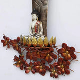 Large Reddish Leafy Tree Metal Wall Art with Buddha Idol