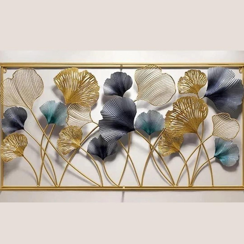 Luxurious Multicolor Metal Leaf and Flower Wall Decor: Stunning Home Wall Sculpture (48×24 Inches)
