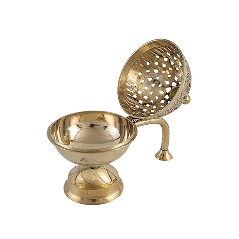 Brass Dhoop Daan Purify your Home with Holy Fragrance from Loban Lamp (Size 7.5 Inches)