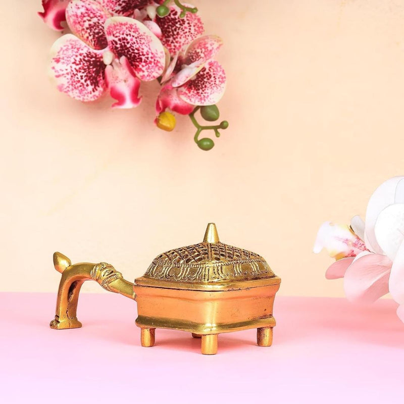 Brass Dhoop Daan Purify your Homes with Holy Fragrance from Loban Lamp (7.5 Inches)