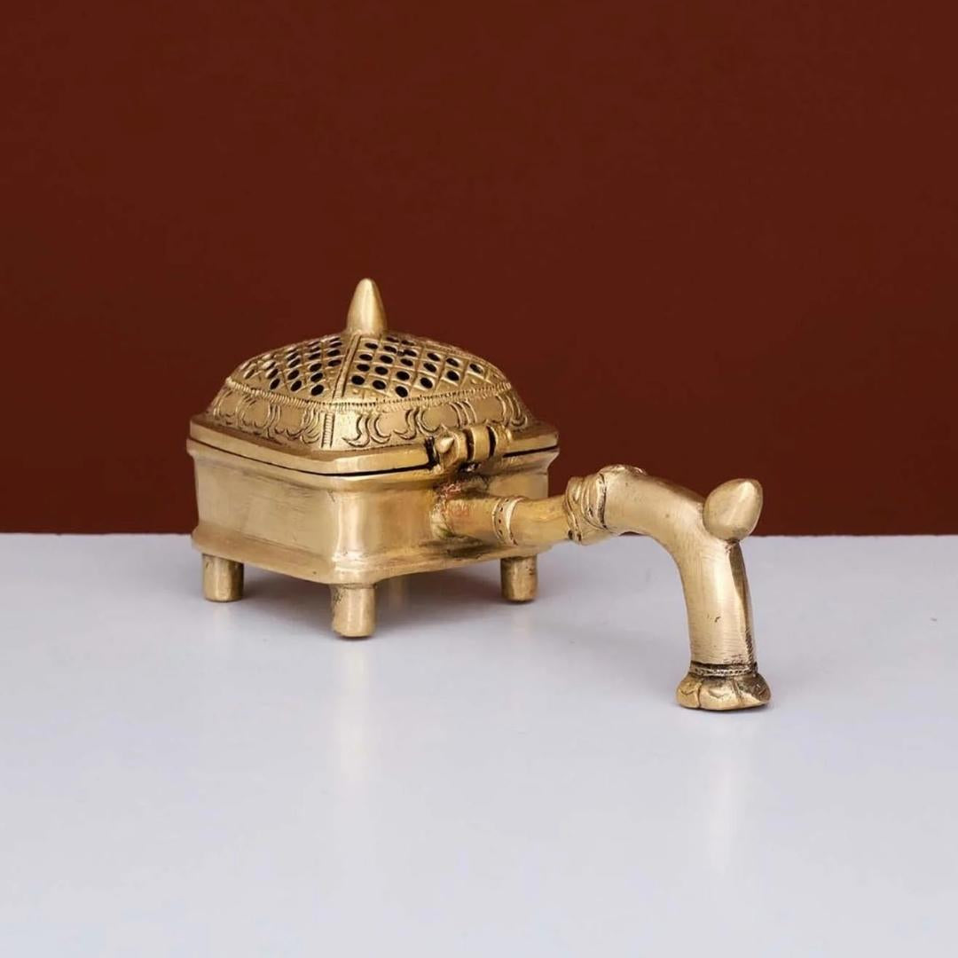 Brass Dhoop Daan Purify your Homes with Holy Fragrance from Loban Lamp (7.5 Inches)