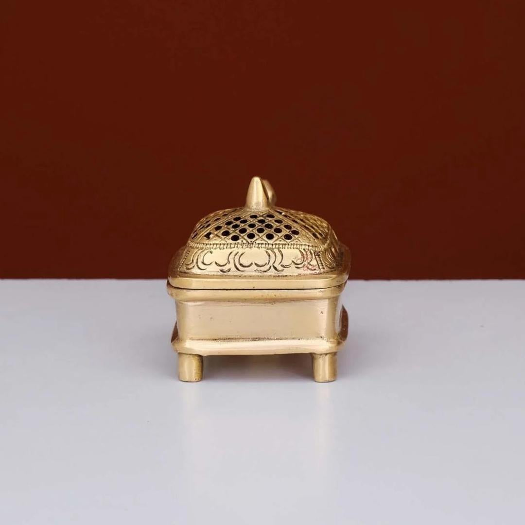 Brass Dhoop Daan Purify your Homes with Holy Fragrance from Loban Lamp (7.5 Inches)