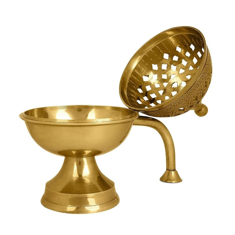 Brass Dhoop Daan Purify your Home with Holy Fragrance from Loban Lamp (Size 7.5 Inches)