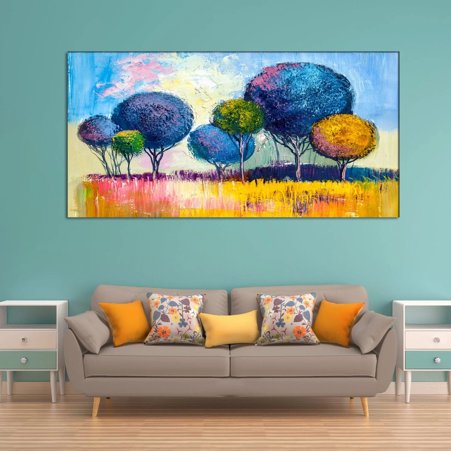 Colorful Trees Scenery Abstract Canvas Wall Painting