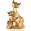 Cat Family Decorative Golden Resin Sculpture for Home Décor Showpiece Figurine