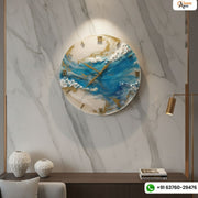 Classy Light Blue Ocean With Marble Texture Resin Wall Clock