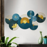 Premium Blue Metal Wall Art - Creative Lotus Leaf Design (48×24 Inches)