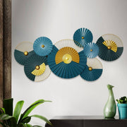 Premium Blue Metal Wall Art - Creative Lotus Leaf Design (48×24 Inches)