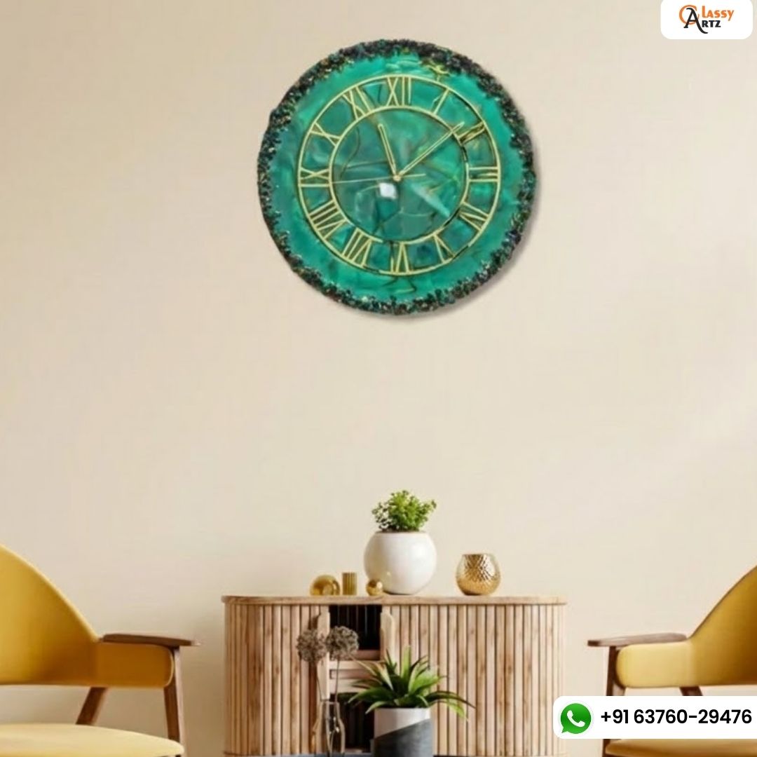 Colorful Green Gem Resin Wall Clock