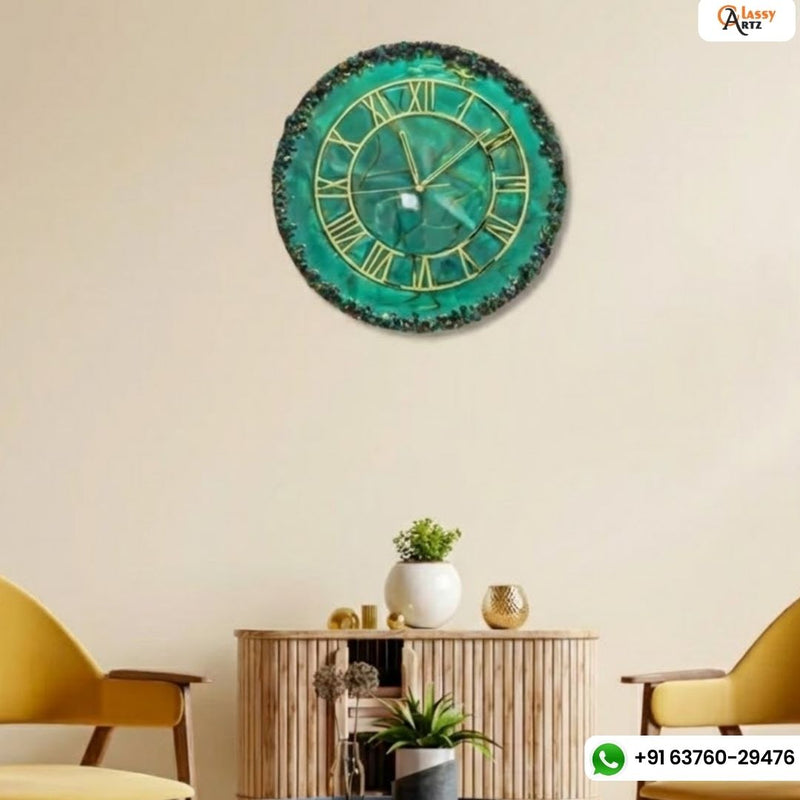 Colorful Green Gem Resin Wall Clock