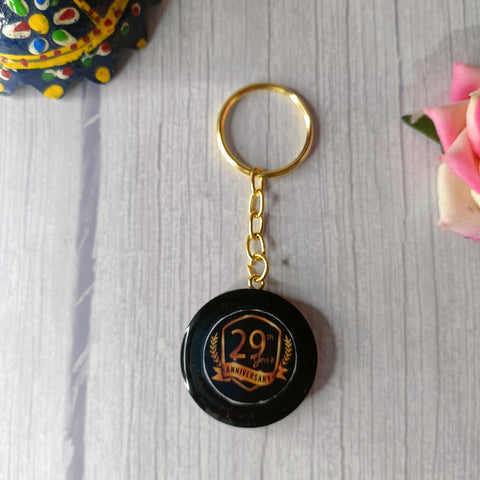Handmade Company Logo Resin Keychain in Round Shape