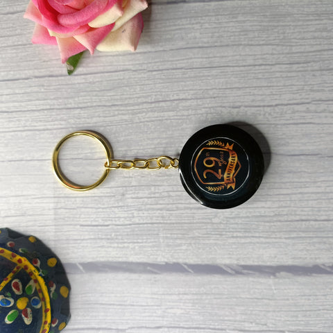 Handmade Company Logo Resin Keychain in Round Shape