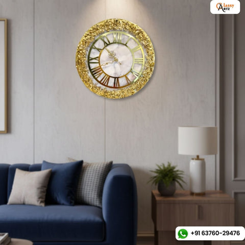 Custom Golden Resin Wall Clock