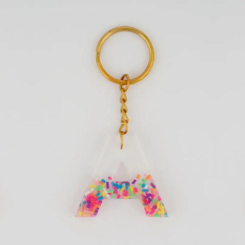 Customized Resin Keychain With Multi-Colour Transparent Alphabet A for Personal Reflection, Gift Giving, Decorative Purposes