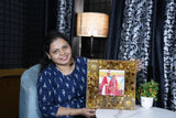 Resin 12 inch Acralic Frame with yellow flower and kaleera with couple photo and date with Pearls  Varmala preservation