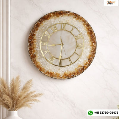 Decorative Gold & White Handmade Epoxy Wall Clock