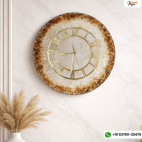 Decorative Gold & White Handmade Epoxy Wall Clock