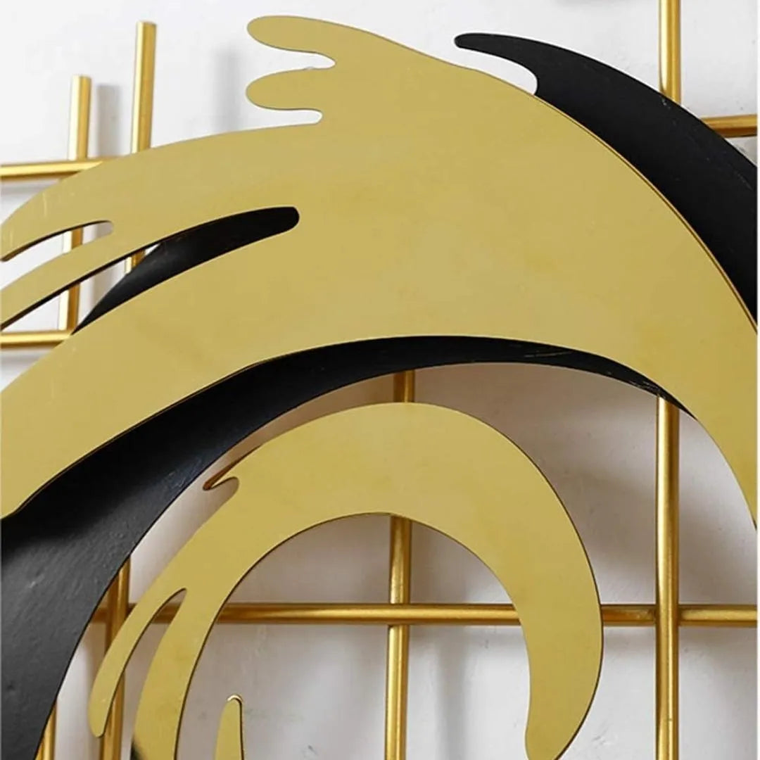 Golden 3D Swirl Metal Wall Art (60×30 inches)