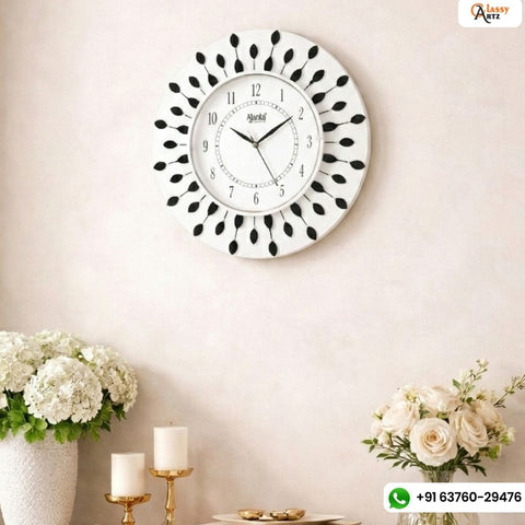 Diamond Silver Round Shape Designer Wall Clock