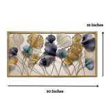Luxurious Multicolor Metal Leaf and Flower Wall Decor: Stunning Home Wall Sculpture (48×24 Inches)