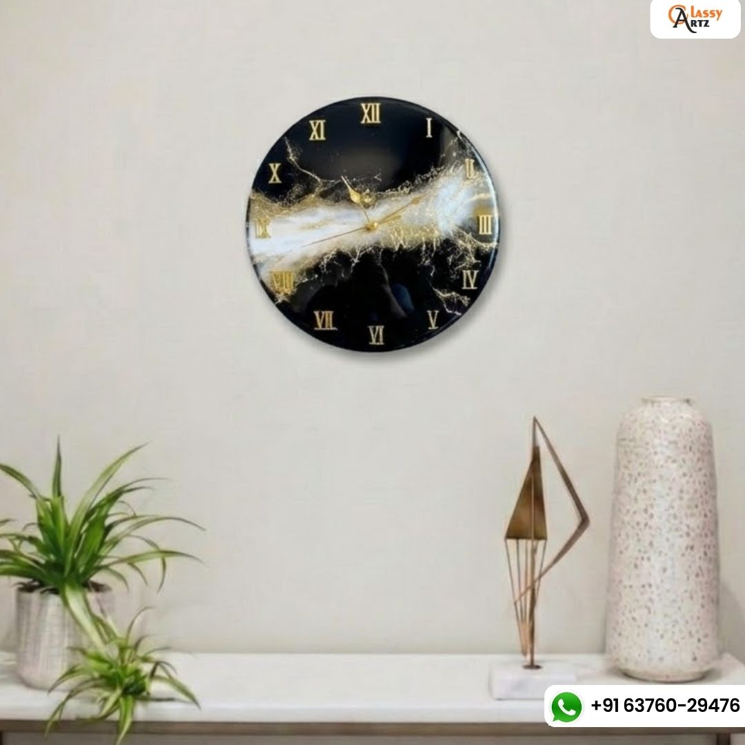 Elegant Black And White Effect Resin Wall Clock