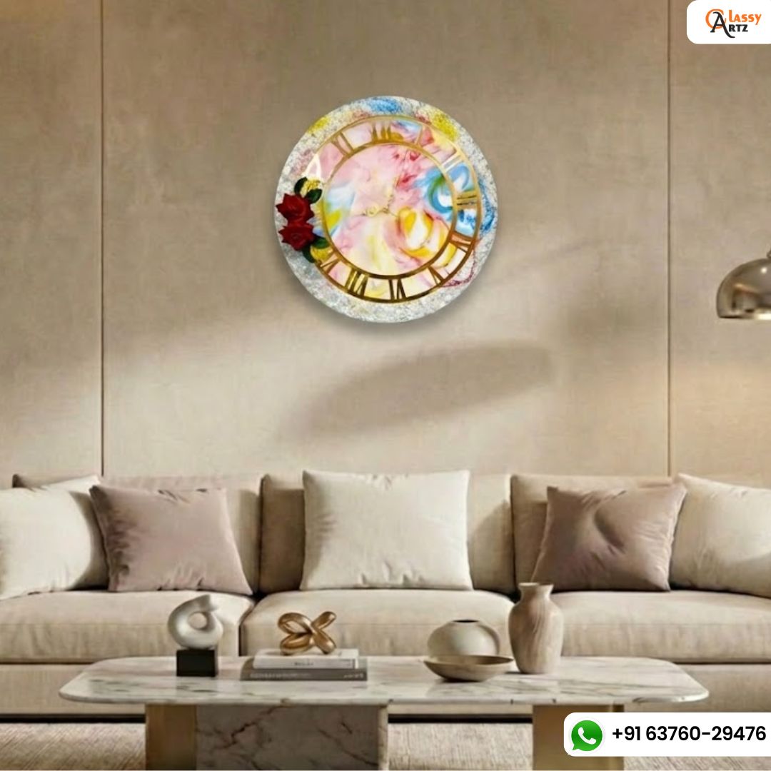Elegant Floral Resin Wall Clock