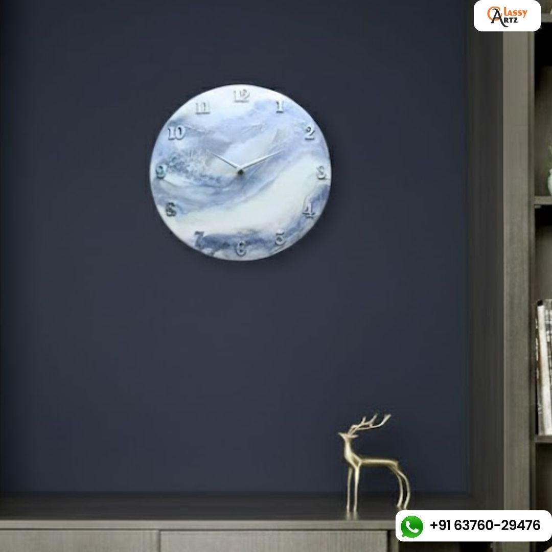 Elegant Sky Blue Resin Wall Clock