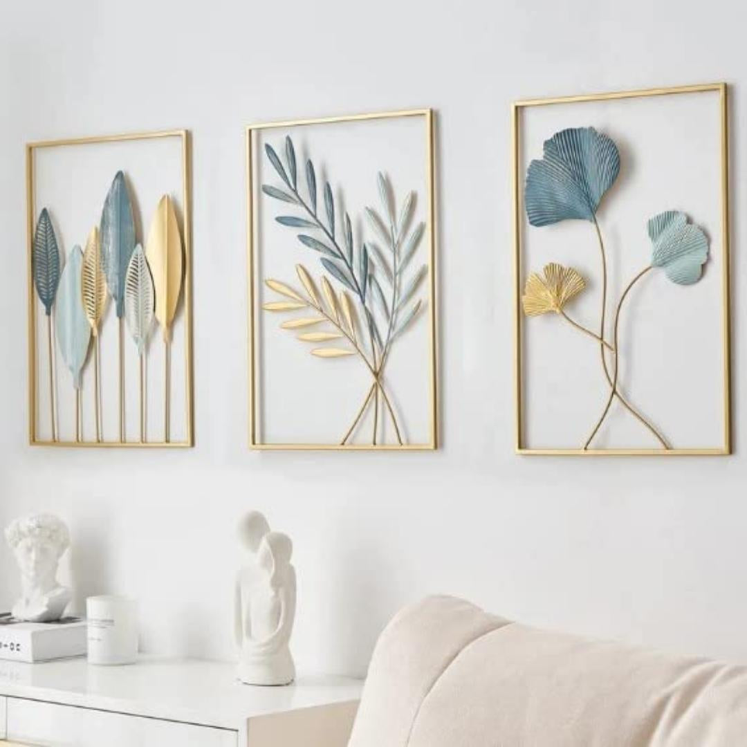 Elegant 3-Piece Metal Leaf Wall Art