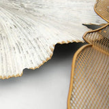 Big Light Blueish Grey & Golden Metal Floral Wall Art (48x24 Inches)