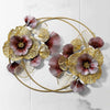 Modern Dark Red and Golden Floral Double Ring Wall Art - Luxury Multicolor Flowers Wall Decor (Size-50×30 Inches)