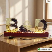 Varmala Letter Lamp on Teakwood LED Base, 4 or 6 Inch