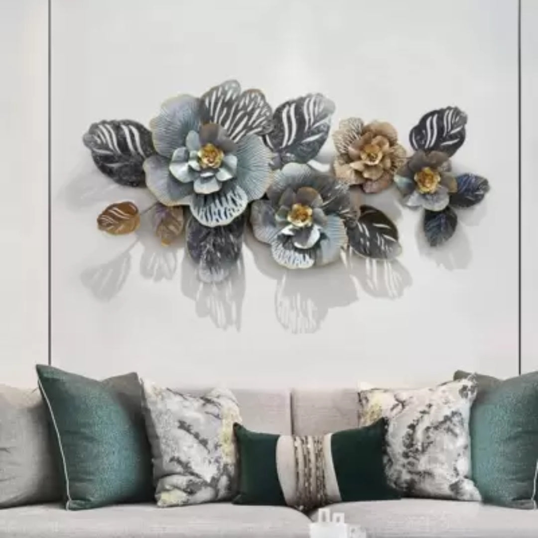 3D Metal Grey Golden Wall Art Decor (48×24 Inches)